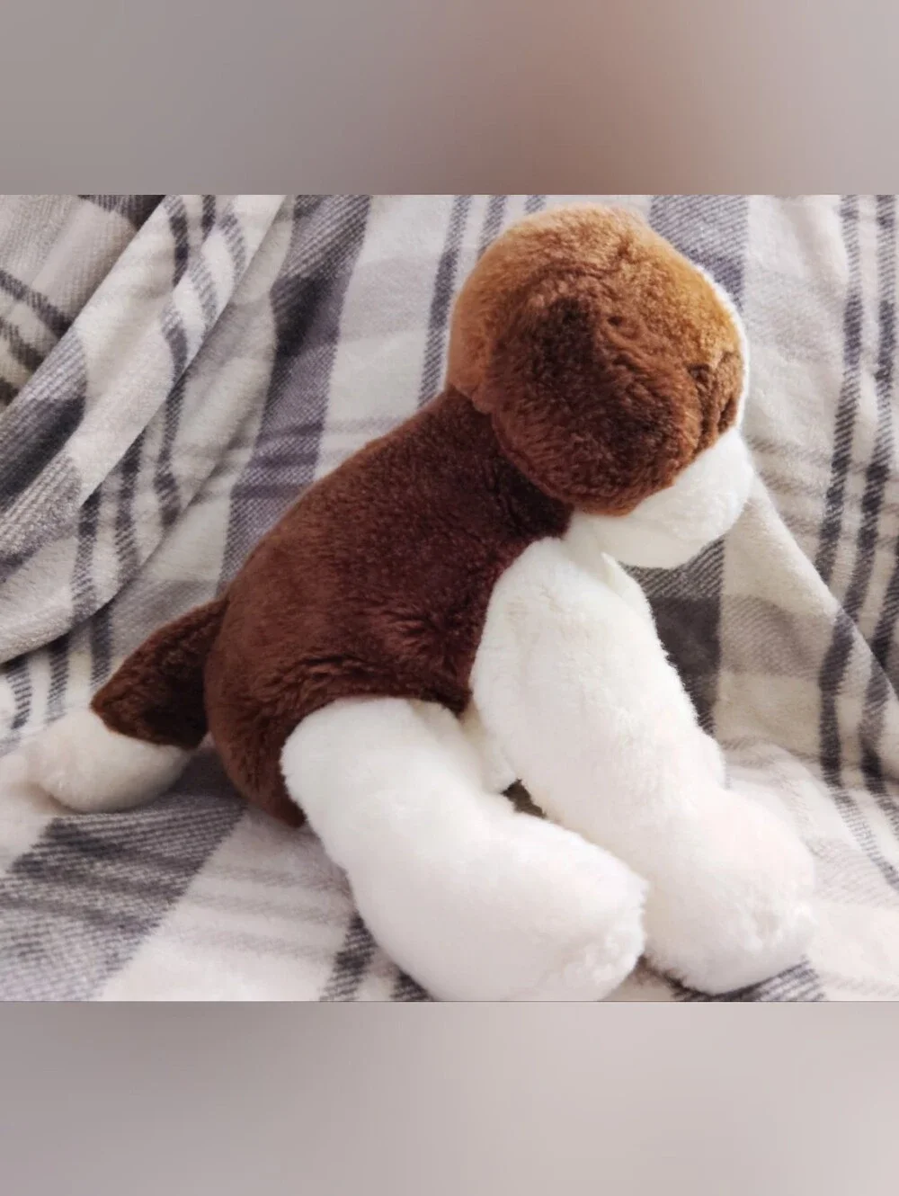 Vintage KellyToy Plush Dog. Super Rare. Brown White Dark Brown. Puppy Plush